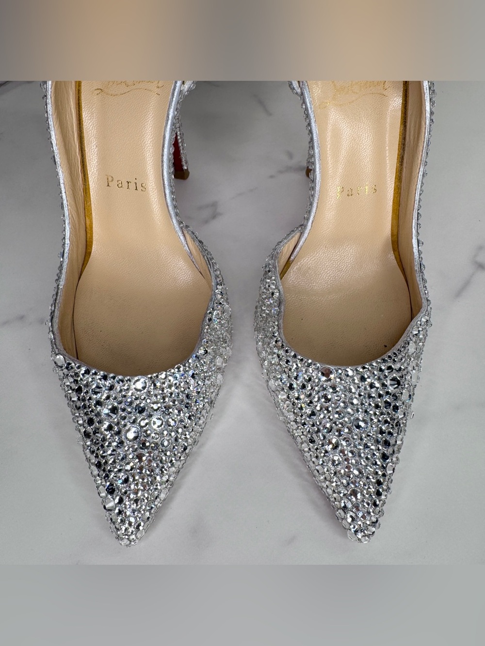 Christian Louboutin Iriza Silver Strass Crystal Heels Size 36.5 / 6.5 - Picture 7 of 16